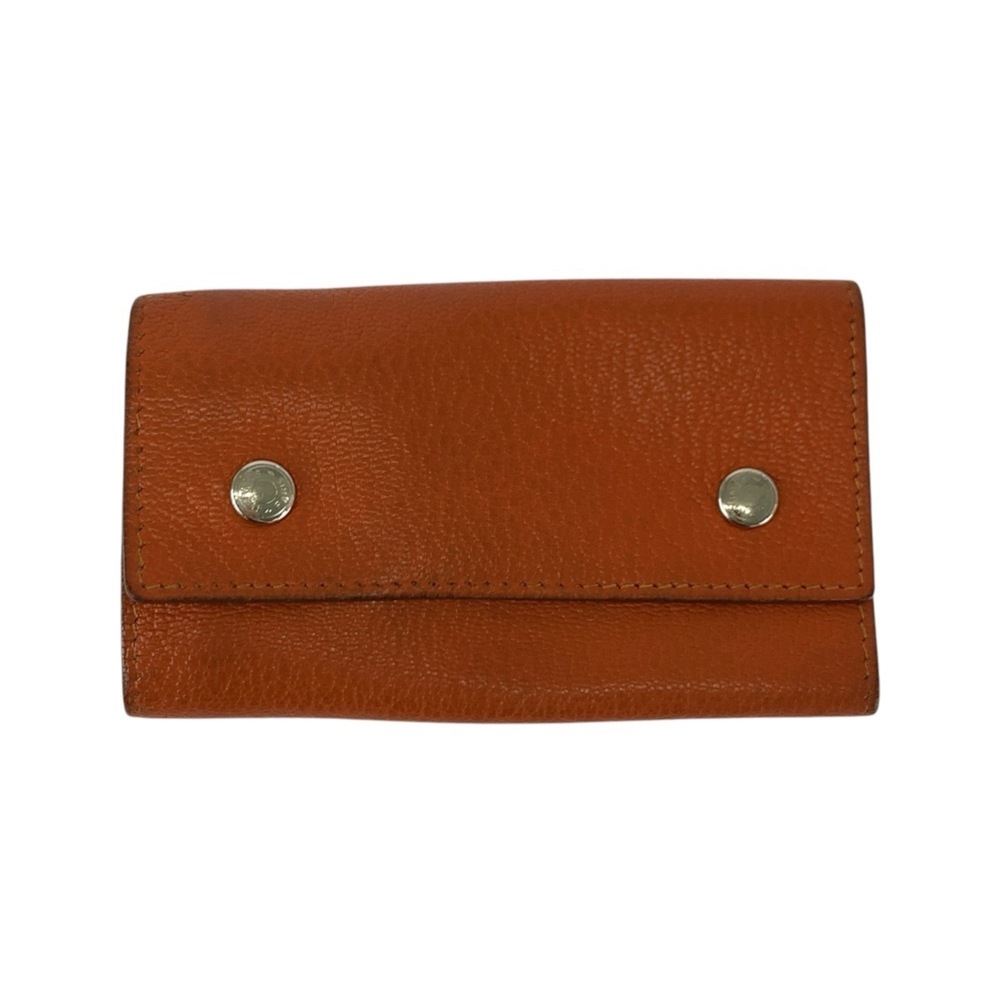 HERMES Hermes Sellier Etuicle 4 Orange Silver Hardware Leather Key Case 4-rin...